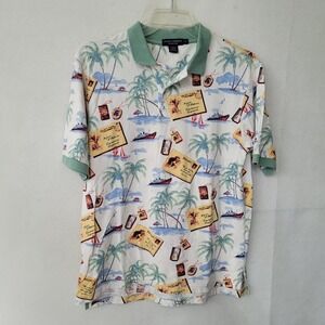 Daniel Cremieux Collection Mens Palm‎ Tree Postcard Polo Shirt Medium Vacation